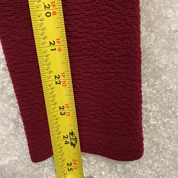 Mink Pink MP/C Textured V Mock Wrap Tie Belt Puff Sleeve Maroon Sheath Dress Sm - Picture 14 of 16